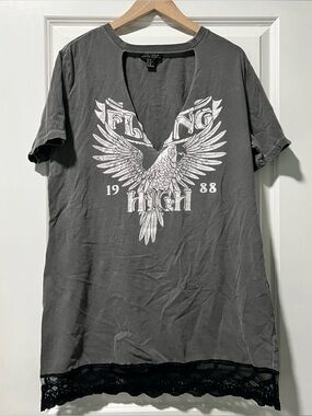 Forever 21 Women’s Plus Size Flying High Cut Out Grunge Dress Gray Size 0X